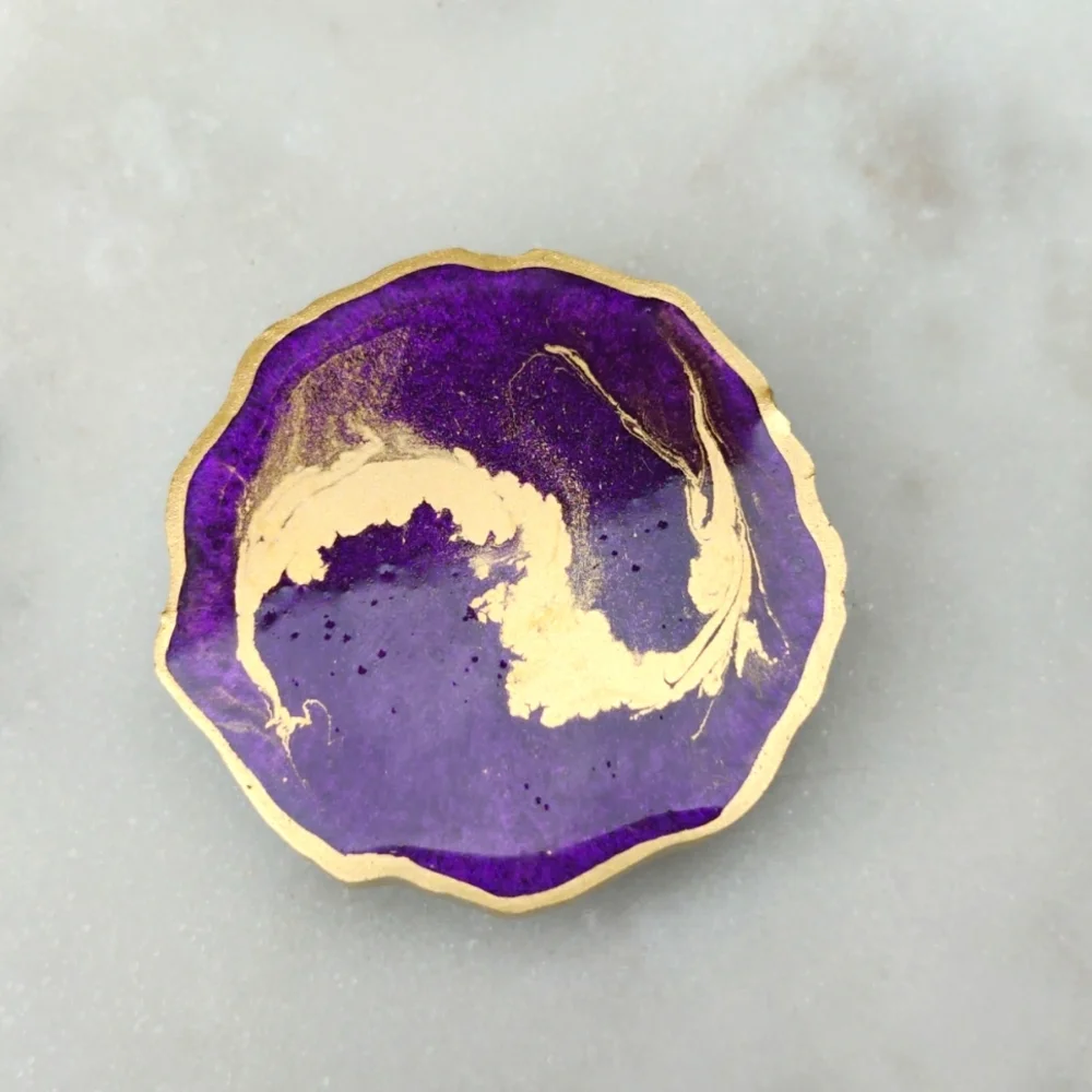 Handmade Purple/Gold Resin Phone Grip